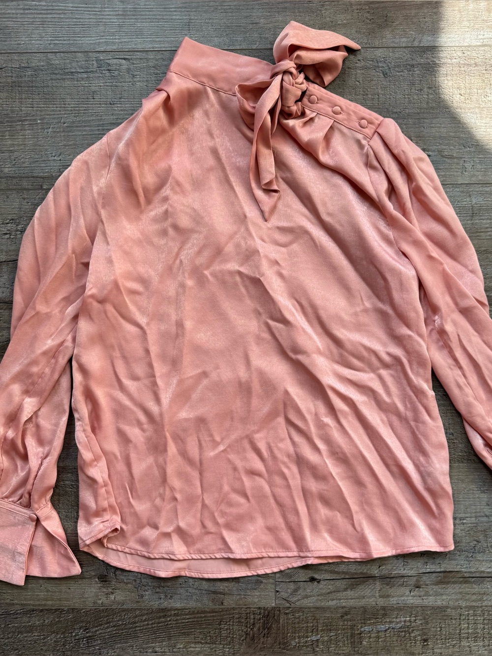 Worthington Rose Pink Tie-Neck Blouse